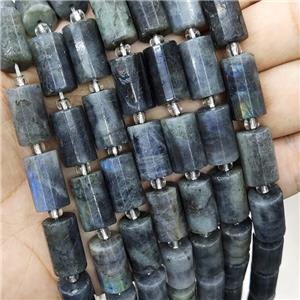 Labradorite Beads Faceted Tube, approx 10-16mm