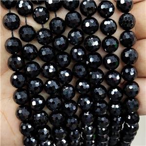 Black Spinel Beads Faceted Round, approx 8mm dia