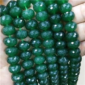 Green Jade Beads Faceted Rondelle Dye, approx 14mm