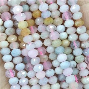 Natural Morganite Beads Faceted Rondelle Multicolor, approx 5.6-6mm