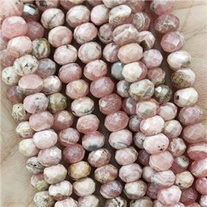 Natural Argentina Rhodochrosite Pink Faceted Rondelle, approx 5.6-6mm
