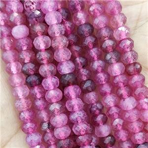 Strawberry Quartz Beads Pink Faceted Rondelle, approx 5.6-6mm
