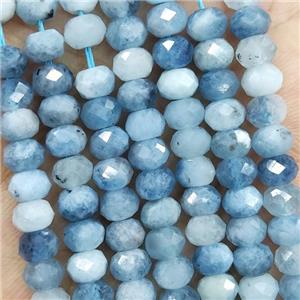 Natural Aquamarine Beads Blue Faceted Rondelle, approx 5.6-6mm