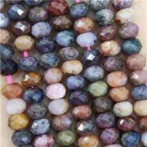 Natural Corundum Beads Multicolor Faceted Rondelle, approx 5.6-6mm
