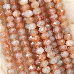 Natural Gold Sunstone Peach Faceted Rondelle, approx 5.6-6mm
