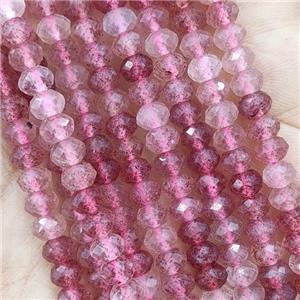 Natural Pink Strawberry Quartz Beads Faceted Rondelle, approx 5.6-6mm
