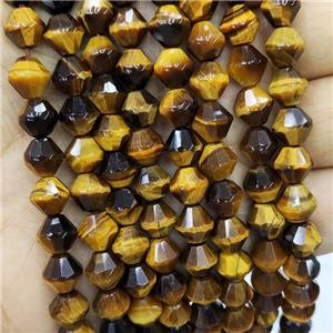 Natural Tiger Eye Stone Beads Yellow Bicone, approx 8mm