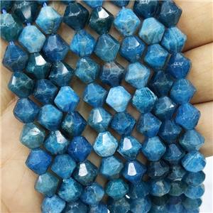 Natural Blue Apatite Bicone Beads, approx 8mm