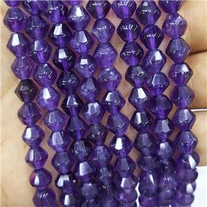 Natural Amethyst Beads Purple Bicone, approx 8mm
