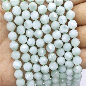Natural Angelite Beads Green Round Diamond Cut, approx 10mm