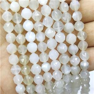 Natural Moonstone Beads Graywhite Cut Round, approx 8mm