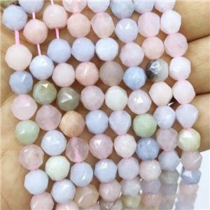 Natural Morganite Beads Multicolor Cut Round, approx 8mm