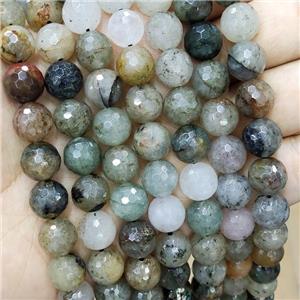 Green Chlorite Quartz Beads C-Grade Faceted Round, approx 8mm dia