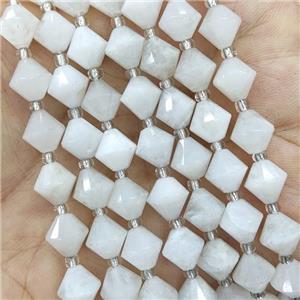 White Moonstone Beads Bicone, approx 8mm