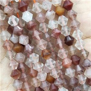Natural Rutilated Quartz Beads Bicone Mixed, approx 6mm
