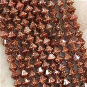 Gold Sandstone Beads Bicone, approx 4mm