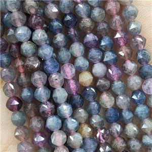 Mixed Tourmaline Beads Diamond Cut Round, approx 4mm