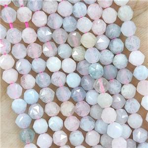 Natural Morganite Beads Multicolor Cut Round Tiny, approx 4mm