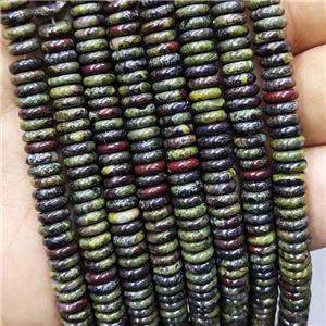 African Bloodstone Heishi Beads Green, approx 2x6mm
