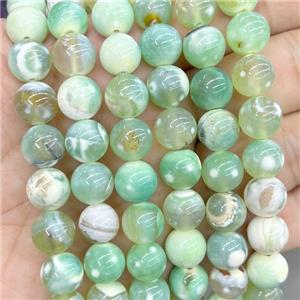Lt.green Fire Agate Beads Smooth Round Dye Sandy, approx 6mm dia