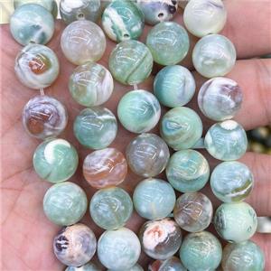 Fire Agate Beads Lt.green Smooth Round Dye, approx 12mm dia