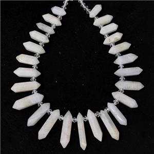 White Moonstone Bullet Beads Topdrilled Graduated, approx 9-38mm