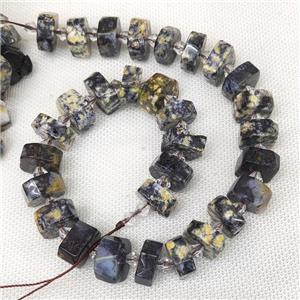 Natural Ocean Agate Heishi Beads Cut Darkblue Yellow, approx 14-18mm