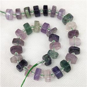 Natural Fluorite Heishi Beads Cut Multocolor, approx 14-18mm