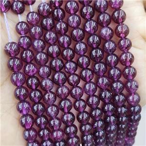 Natural Garnet Beads Purple Smooth Round A-Grade, approx 6mm dia