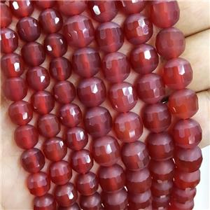 Red Carnelian Agate Beads Round Faceted Matte, approx 8mm dia