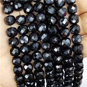 Natural Black Tourmaline Beads Faceted Cube, approx 9-10mm