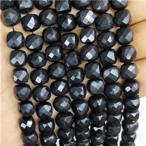 Natural Shungite Beads Black Faceted Cube, approx 9-10mm