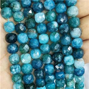 Natural Apatite Beads Blue Treated Faceted Cube, approx 9-10mm