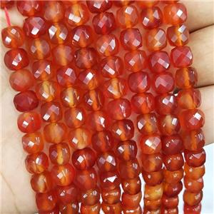 Natural Red Carnelian Agate Beads Faceted Cube, approx 7-8mm