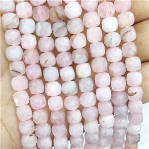 Natural Pink Morganite Beads Faceted Cube, approx 7-8mm