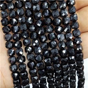 Natural Black Tourmaline Beads Faceted Cube, approx 5.6-7mm