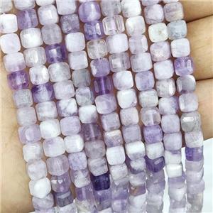 Natural Chalcedony Beads Purple Faceted Cube, approx 5.6-7mm
