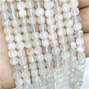 Natural Whitegray Moonstone Beads Faceted Cube, approx 5.6-7mm