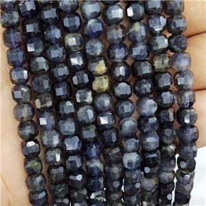 Natural Iolite Beads Faceted Cube, approx 5.6-7mm