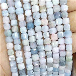 Natural Aquamarine Beads Faceted Cube, approx 5.6-7mm