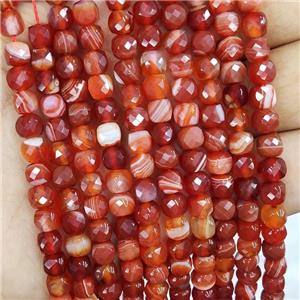 Red Stripe Agate Beads Faceted Cube, approx 5-6mm