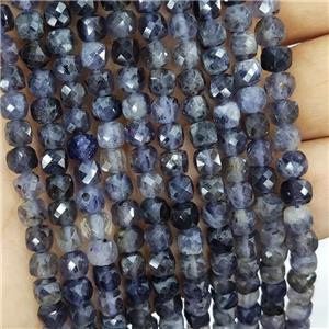 Natural Iolite Beads Faceted Cube, approx 5-6mm
