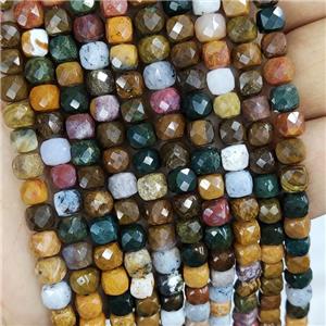 Natural Ocean Agate Beads Faceted Cube, approx 5-6mm