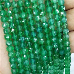 Natural Green Agate Beads Dye Faceted Cube, approx 5-6mm