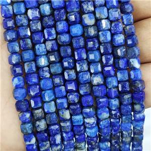 Natural Lapis Lazuli Beads Faceted Cube, approx 5-6mm