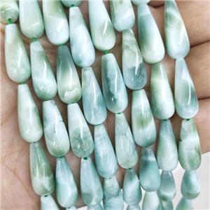 Natural Peacock Angelite Beads Teardrop Green, approx 8x20mm