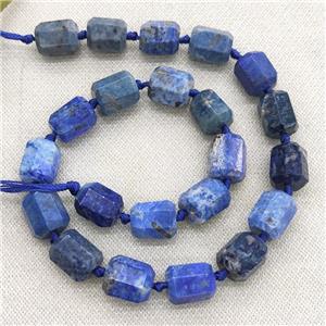 Natural Lapis Lazuli Tube Beads Faceted Lazurite, approx 12-16mm