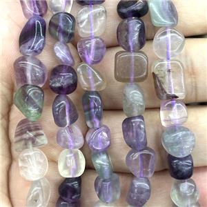 Natural Fluorite Beads Multicolor Chip Freeform, approx 6-9mm