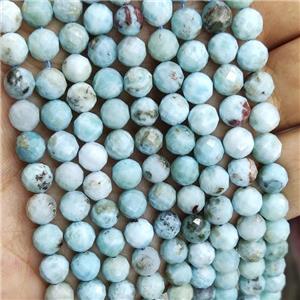 Natural Larimar Beads Faceted Round A-Grade, approx 7mm dia