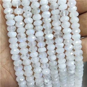 Natural Rainbow White Moonstone Beads Faceted Rondelle, approx 7.5mm
